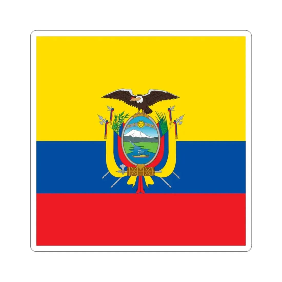 National Standard of Ecuador (Ecuador) STICKER Vinyl Kiss-Cut Decal 4 Inch White - The Sticker Space