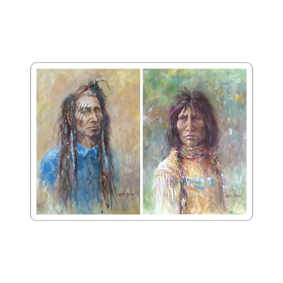 Native-4 (Native Americans in Art) STICKER Vinyl Kiss-Cut Decal 4 Inch White - The Sticker Space