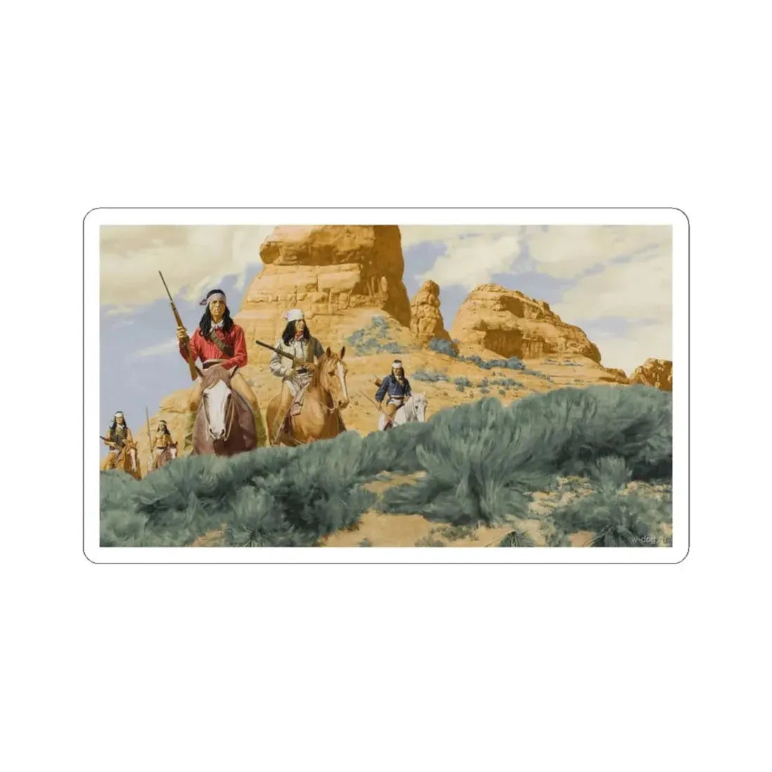 Native Americans (Native Americans in Art) STICKER Vinyl Kiss-Cut Decal 3 Inch White - The Sticker Space