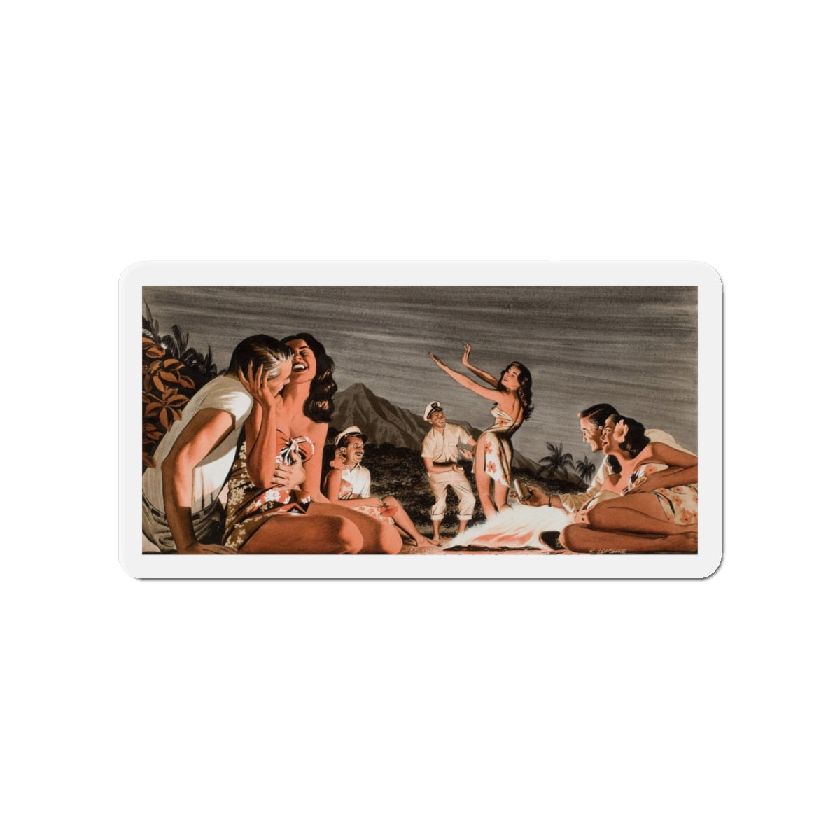 Native Dancers, Man's magazine illustration (Magazine Illustration) Refrigerator Magnet-4" x 4"-The Sticker Space