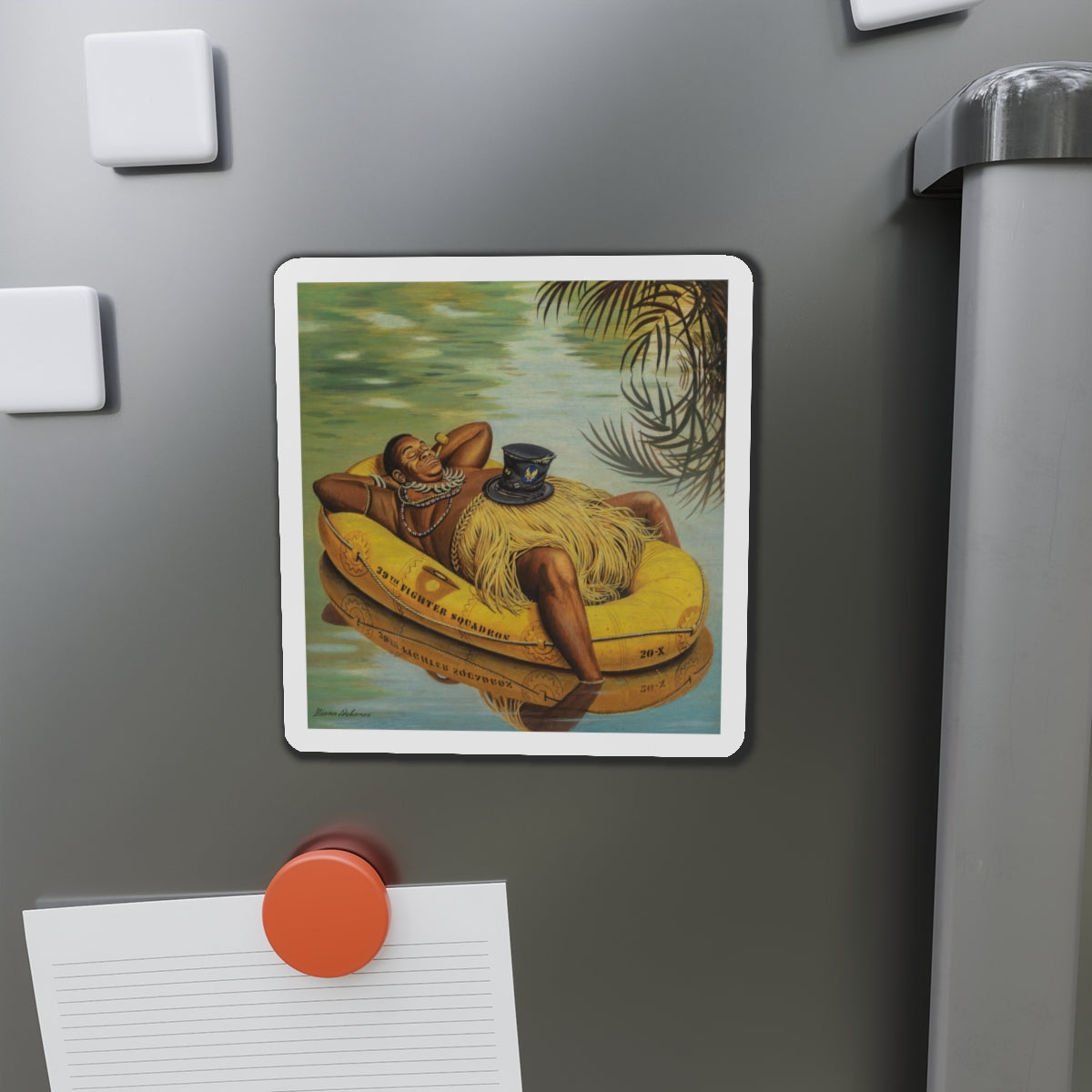 Native in an Army Raft, The Saturday Evening Post cover, December 1, 1945 (Magazine Illustration) Refrigerator Magnet-The Sticker Space