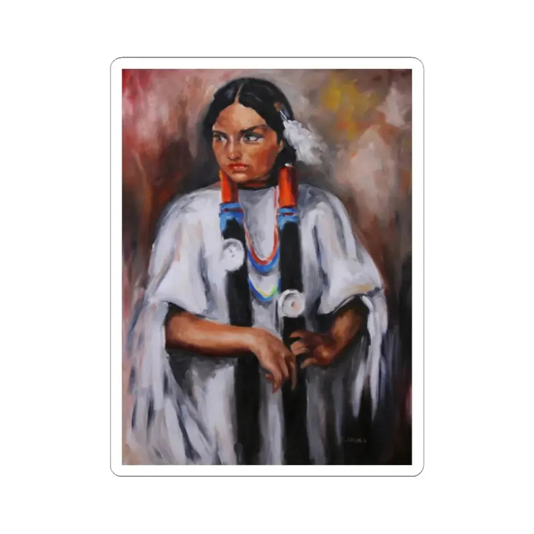 Native (Native Americans in Art) STICKER Vinyl Kiss-Cut Decal 2 Inch White - The Sticker Space