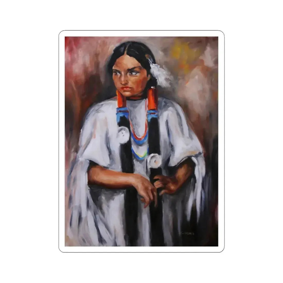 Native (Native Americans in Art) STICKER Vinyl Kiss-Cut Decal 3 Inch White - The Sticker Space