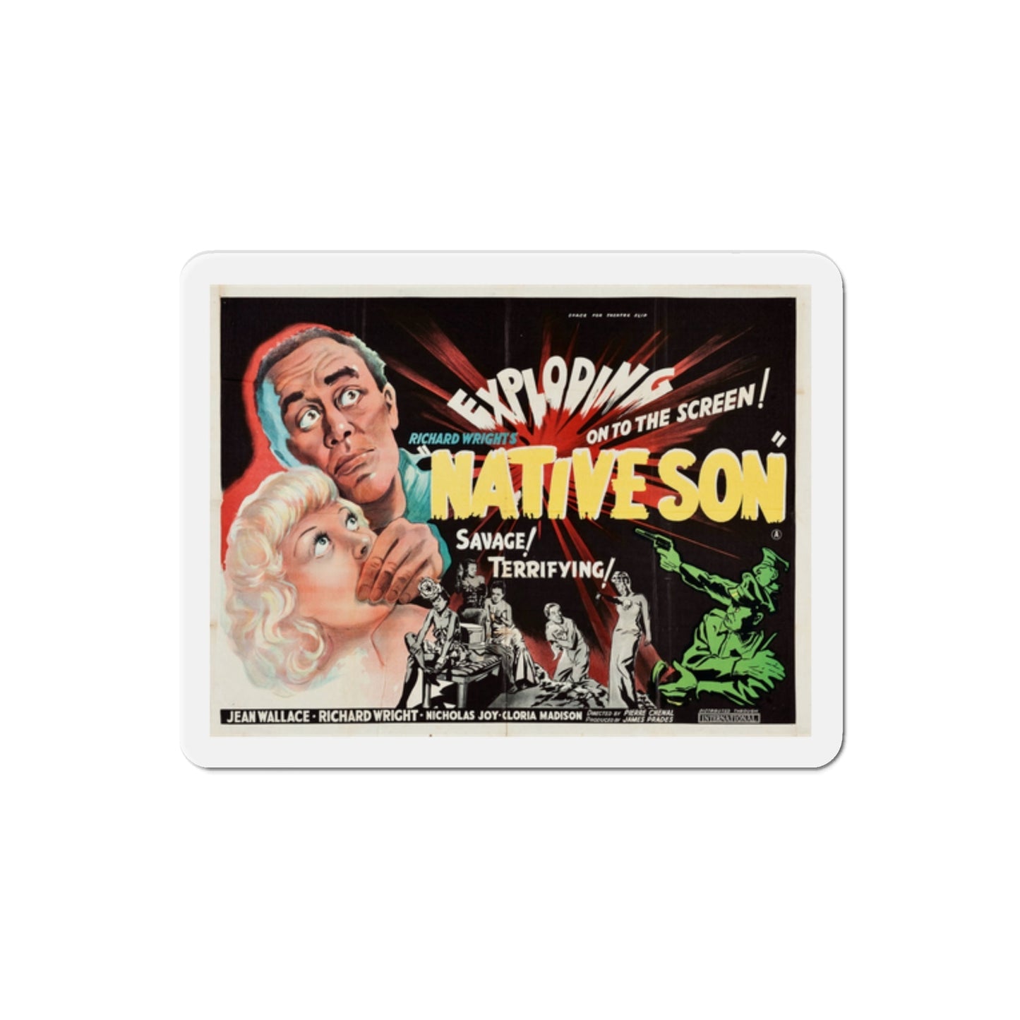 Native Son 1951 Movie Poster Die-Cut Magnet-2 Inch-The Sticker Space