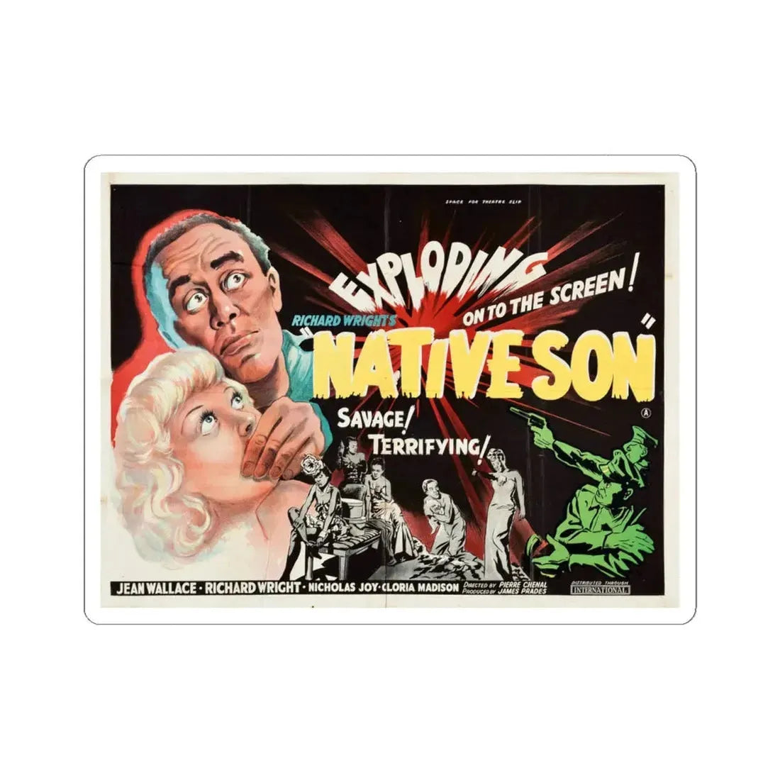 Native Son 1951 Movie Poster - STICKER Vinyl Kiss-Cut Decal 6 Inch White - The Sticker Space