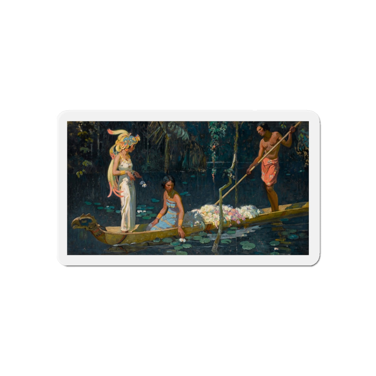 Natives in Flat Boat (Magazine Illustration) Refrigerator Magnet