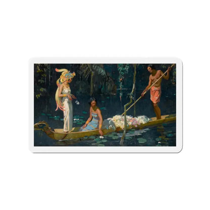 Natives in Flat Boat (Magazine Illustration) Refrigerator Magnet - The Sticker Space