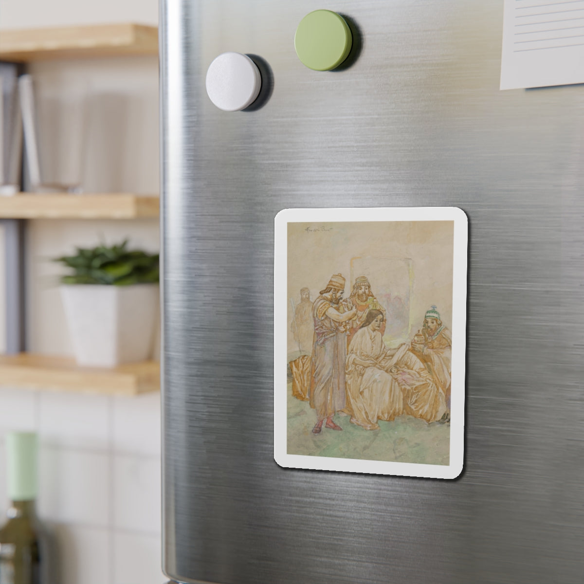 Nativity Scene study (Magazine Illustration) Refrigerator Magnet-The Sticker Space