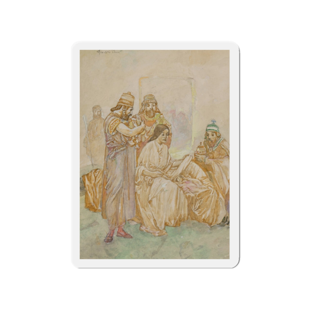 Nativity Scene study (Magazine Illustration) Refrigerator Magnet-2" x 2"-The Sticker Space