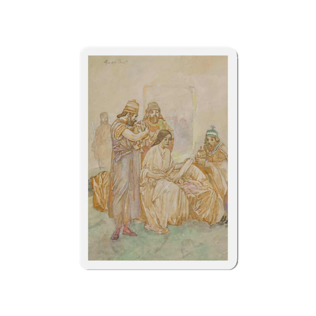 Nativity Scene study (Magazine Illustration) Refrigerator Magnet-5" x 5"-The Sticker Space