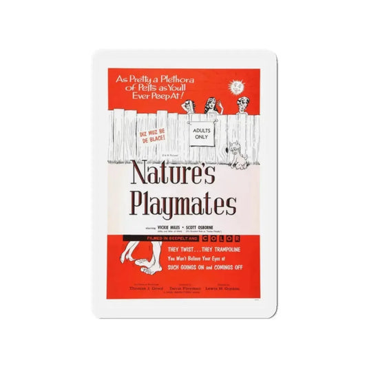 NATURE'S PLAYMATES 1962 Movie Poster - Refrigerator Magnet 2 Inch Die-Cut - The Sticker Space