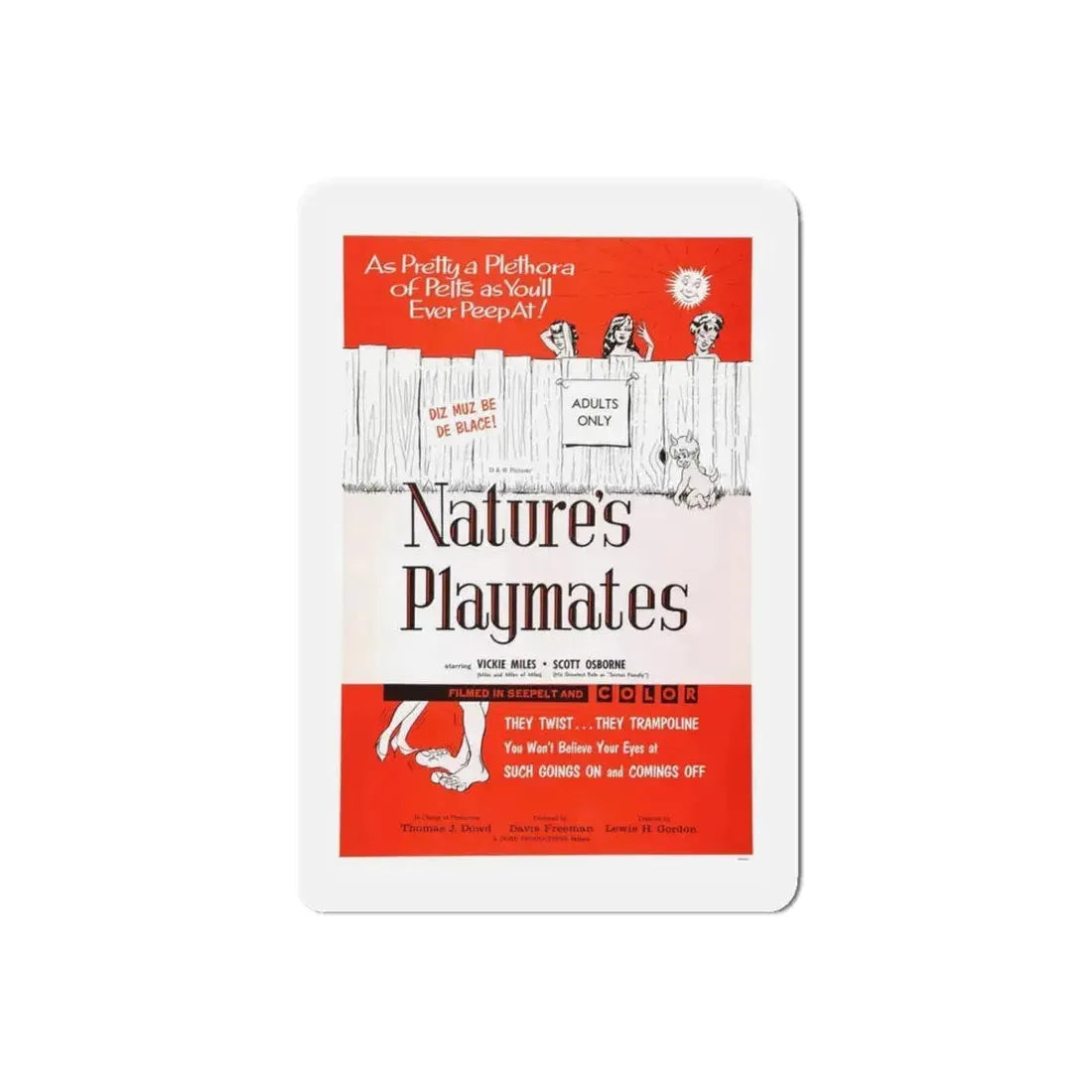 NATURE'S PLAYMATES 1962 Movie Poster - Refrigerator Magnet 6 Inch Die-Cut - The Sticker Space