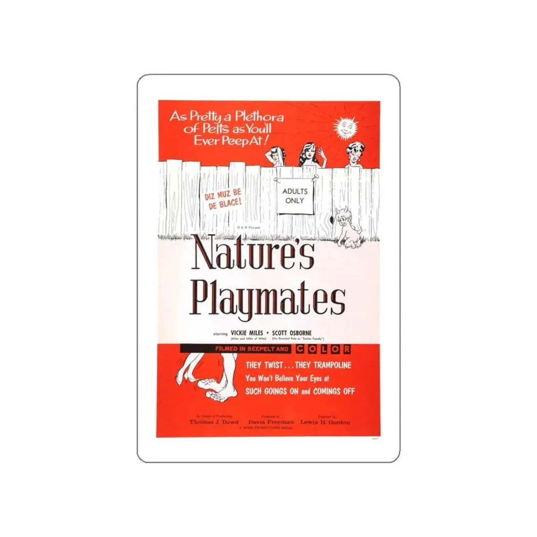 NATURE'S PLAYMATES 1962 Movie Poster STICKER Vinyl Die-Cut Decal 5 Inch - The Sticker Space