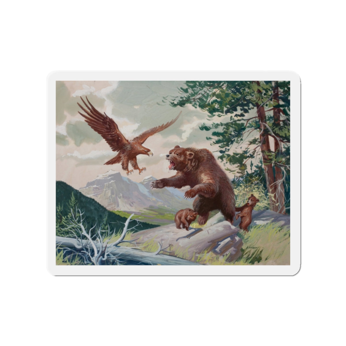 Nature scene, story illustration (Magazine Illustration) Refrigerator Magnet-2" x 2"-The Sticker Space