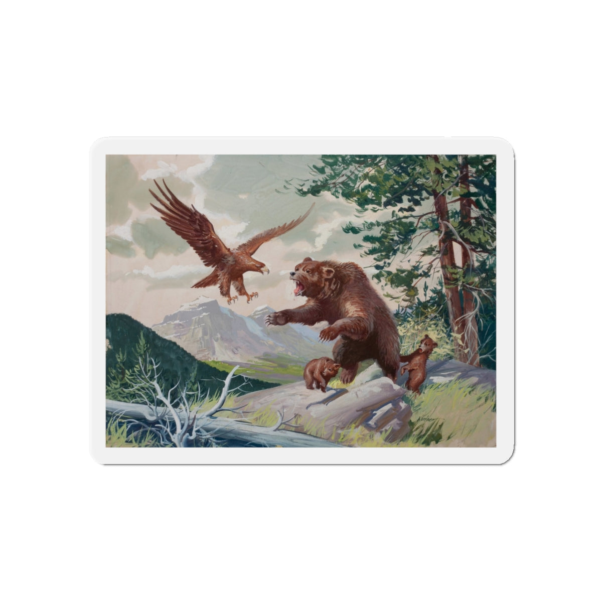 Nature scene, story illustration (Magazine Illustration) Refrigerator Magnet-5" x 5"-The Sticker Space