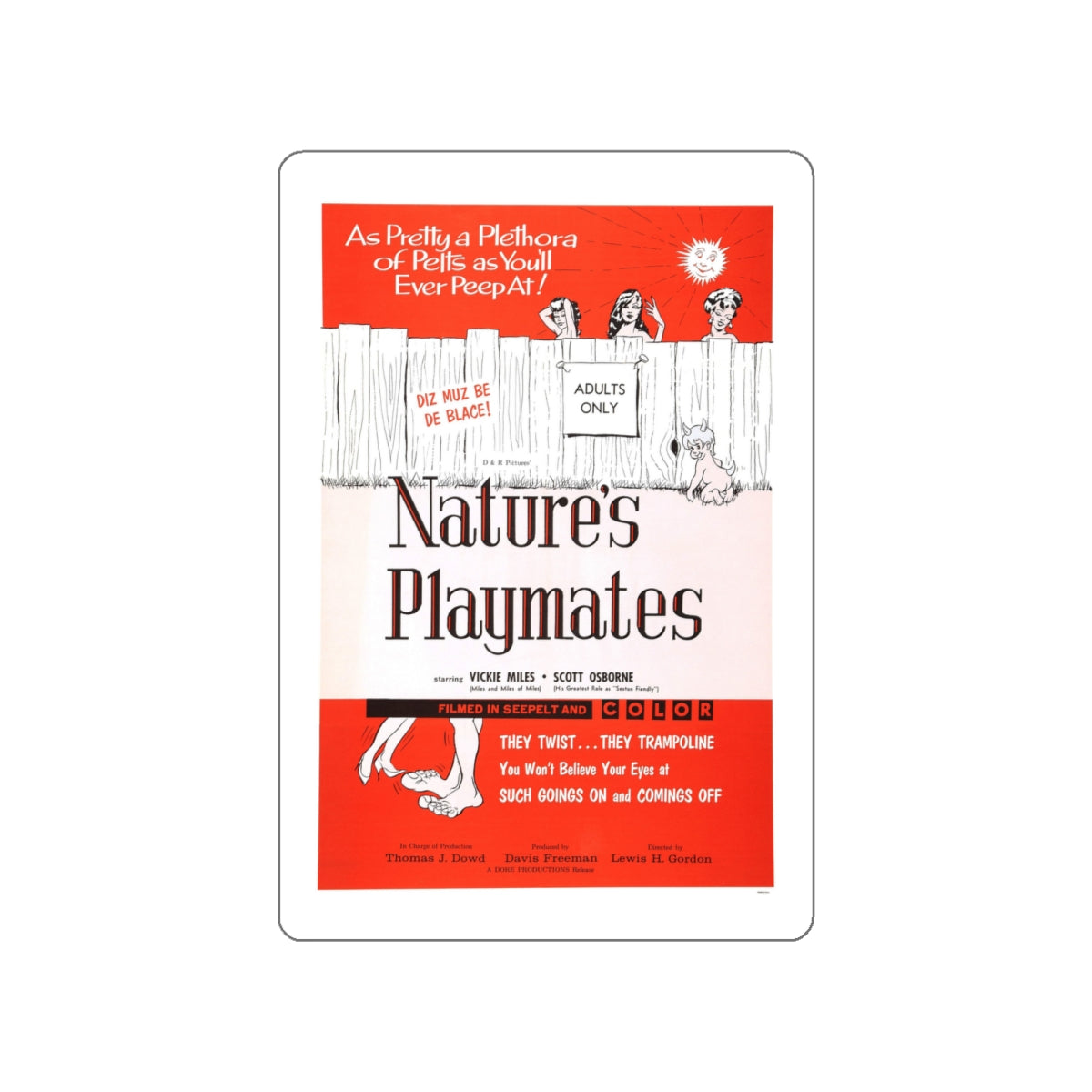 NATURE'S PLAYMATES 1962 Movie Poster STICKER Vinyl Die-Cut Decal-4 Inch-The Sticker Space