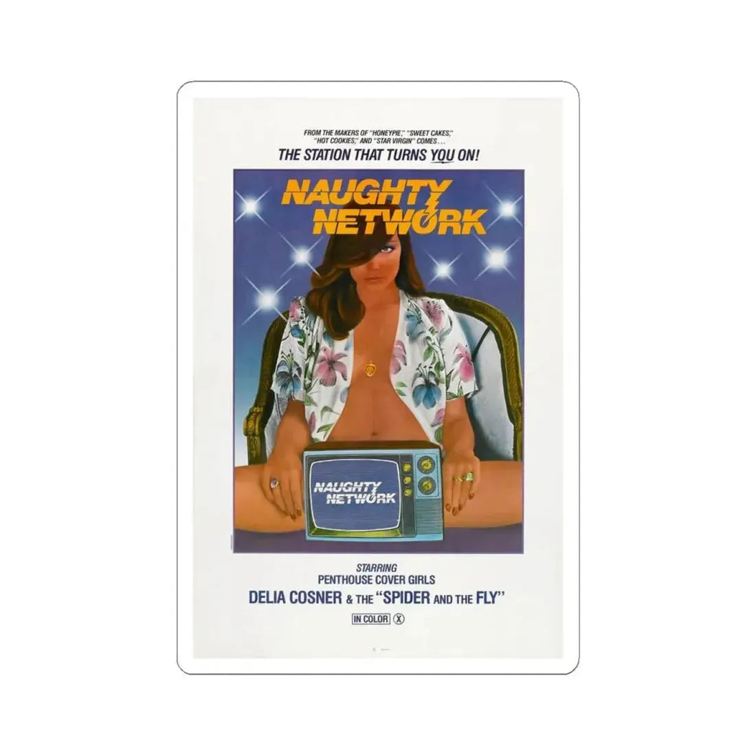 NAUGHTY NETWORK 1981 Movie Poster - STICKER Vinyl Kiss-Cut Decal 4 Inch White - The Sticker Space