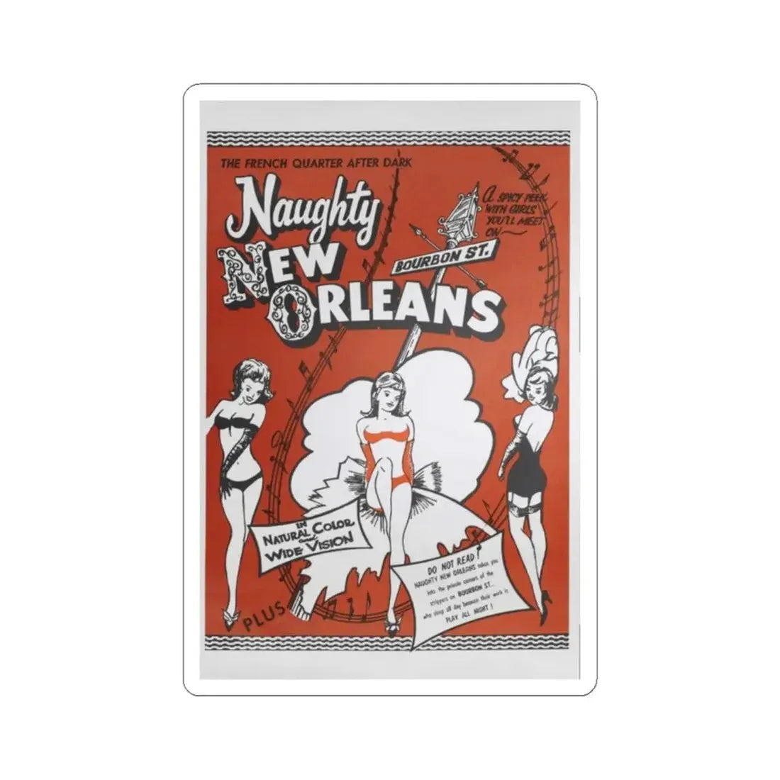 NAUGHTY NEW ORLEANS 1954 Movie Poster - STICKER Vinyl Kiss-Cut Decal 6 Inch White - The Sticker Space