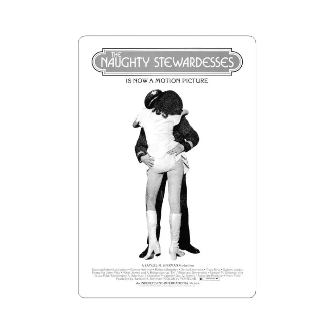 NAUGHTY STEWARDESSES 1975 Movie Poster - STICKER Vinyl Kiss-Cut Decal 3 Inch White - The Sticker Space
