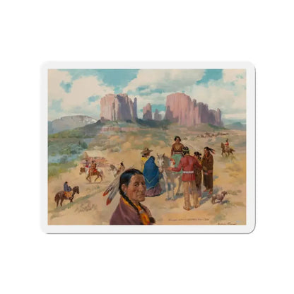 Navajo Indians Assemble for a Sing (Magazine Illustration) Refrigerator Magnet - The Sticker Space