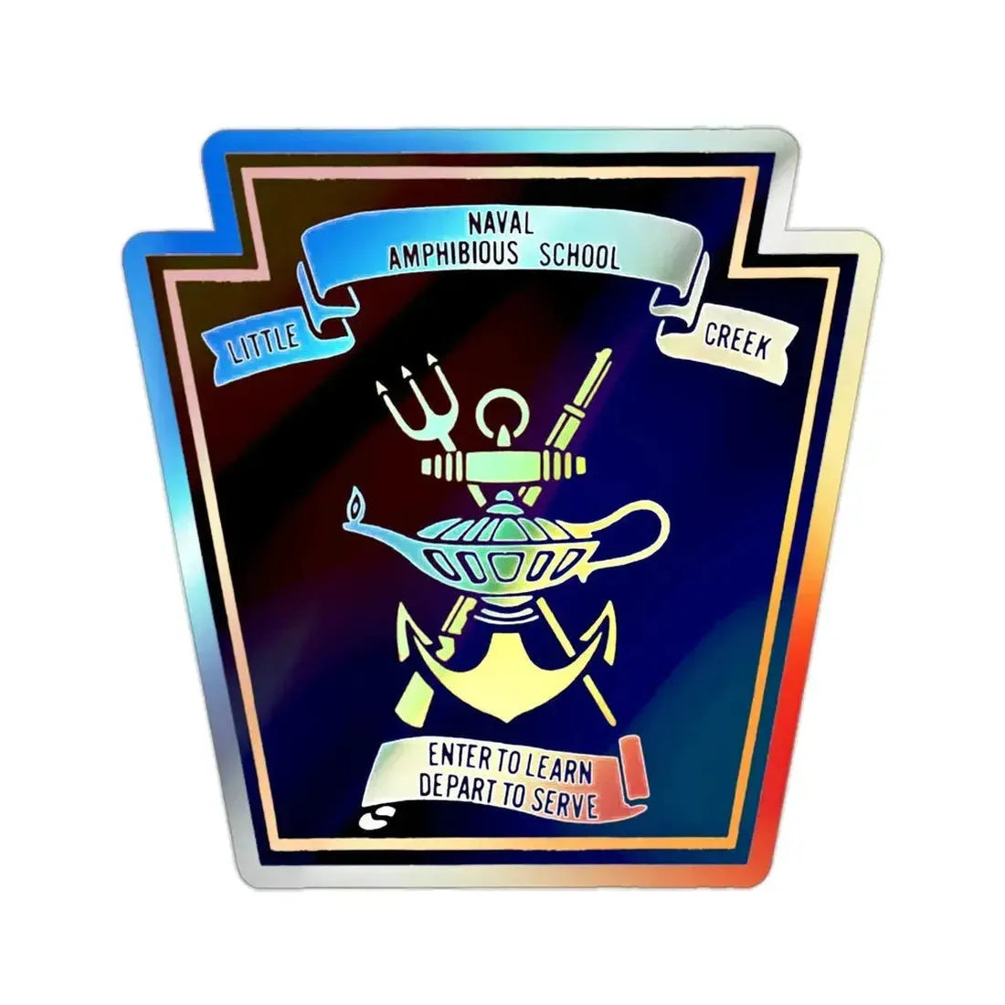 Naval Amphibious School Little Creek (U.S. Navy) Holographic STICKER Die-Cut Vinyl Decal 2 Inch Holographic - The Sticker Space