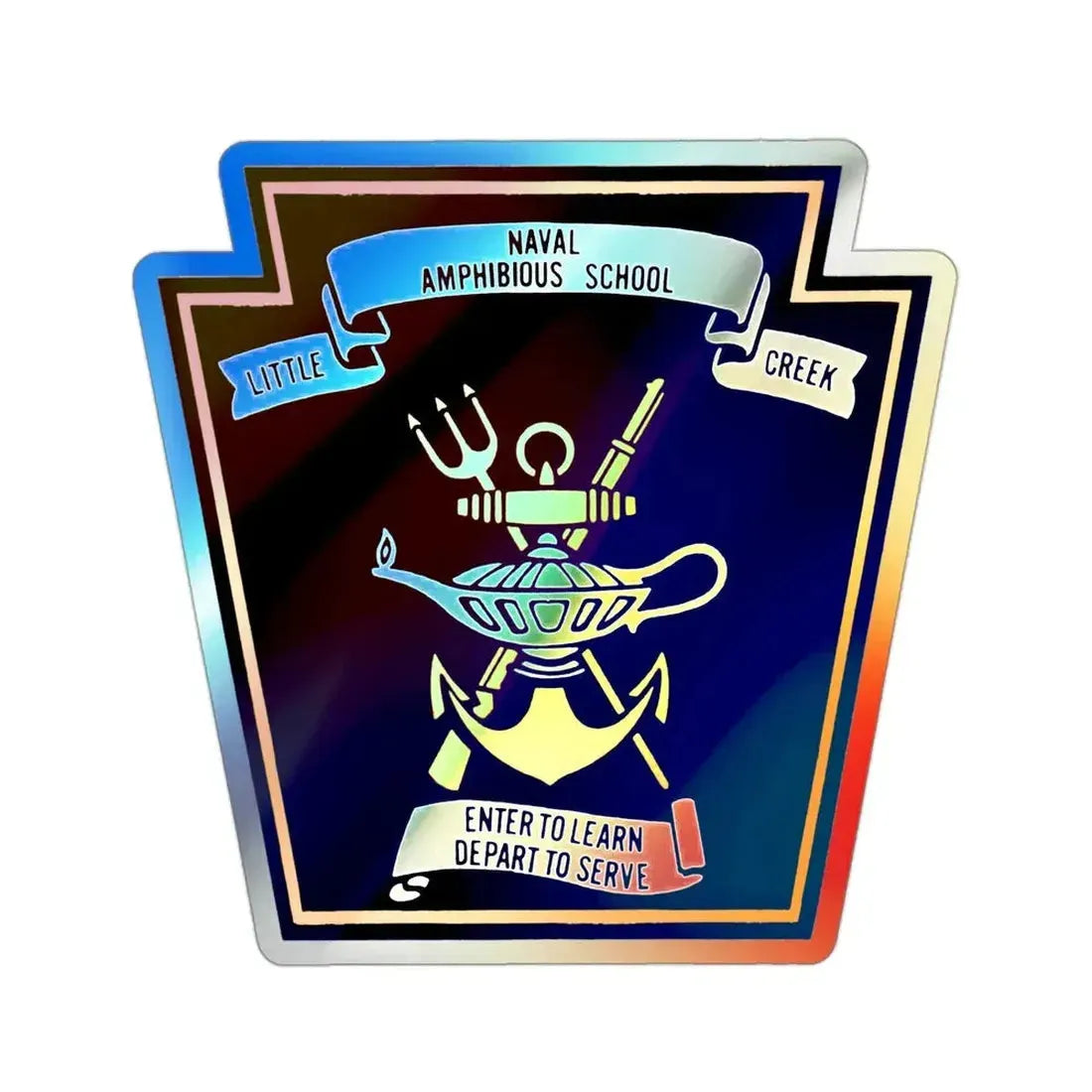 Naval Amphibious School Little Creek (U.S. Navy) Holographic STICKER Die-Cut Vinyl Decal 3 Inch Holographic - The Sticker Space