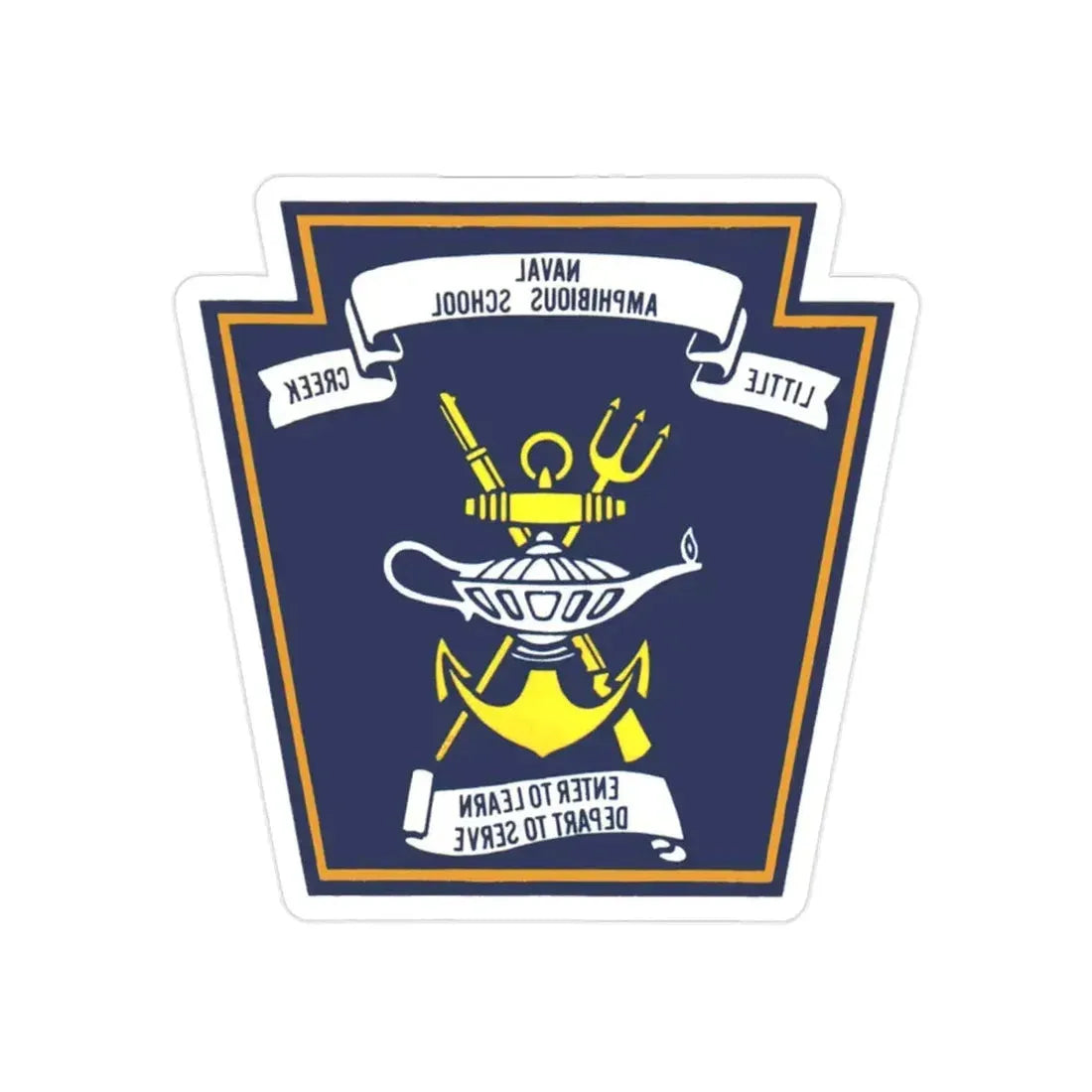 Naval Amphibious School Little Creek (U.S. Navy) REVERSE PRINT Transparent Die-Cut STICKER 2 Inch Die-Cut Transparent - The Sticker Space