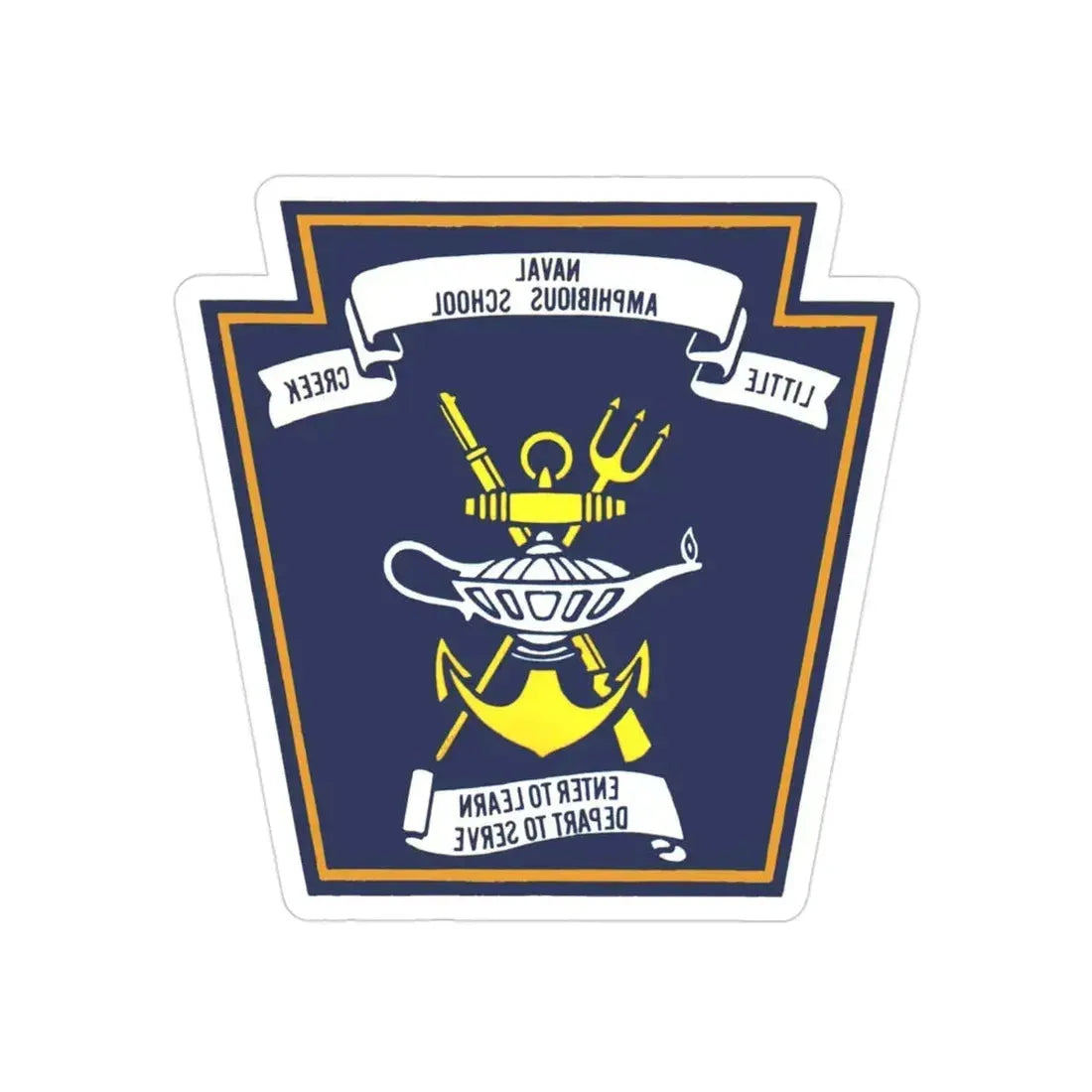 Naval Amphibious School Little Creek (U.S. Navy) REVERSE PRINT Transparent Die-Cut STICKER 3 Inch Die-Cut Transparent - The Sticker Space