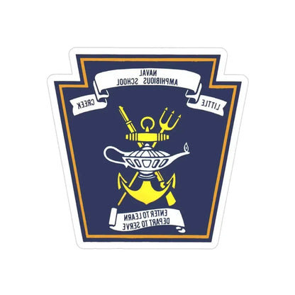 Naval Amphibious School Little Creek (U.S. Navy) REVERSE PRINT Transparent Die-Cut STICKER 3 Inch Die-Cut Transparent - The Sticker Space