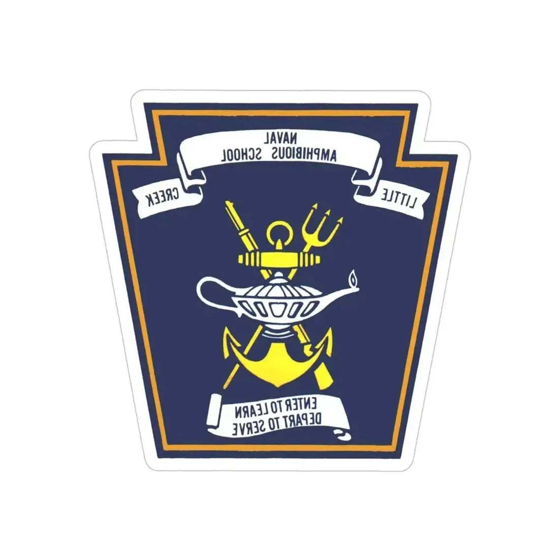 Naval Amphibious School Little Creek (U.S. Navy) REVERSE PRINT Transparent Die-Cut STICKER 4 Inch Die-Cut Transparent - The Sticker Space