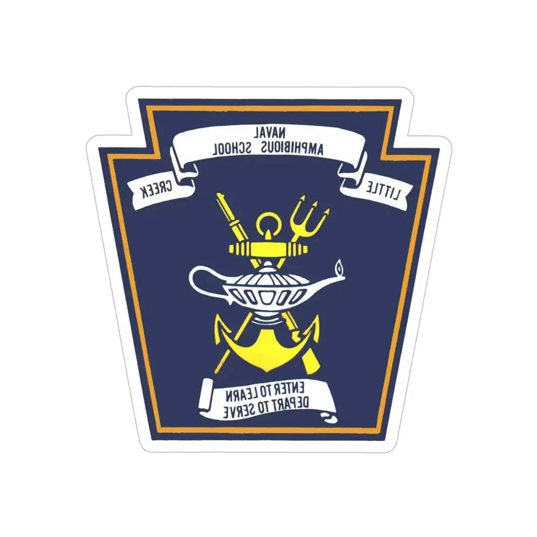 Naval Amphibious School Little Creek (U.S. Navy) REVERSE PRINT Transparent Die-Cut STICKER 5 Inch Die-Cut Transparent - The Sticker Space