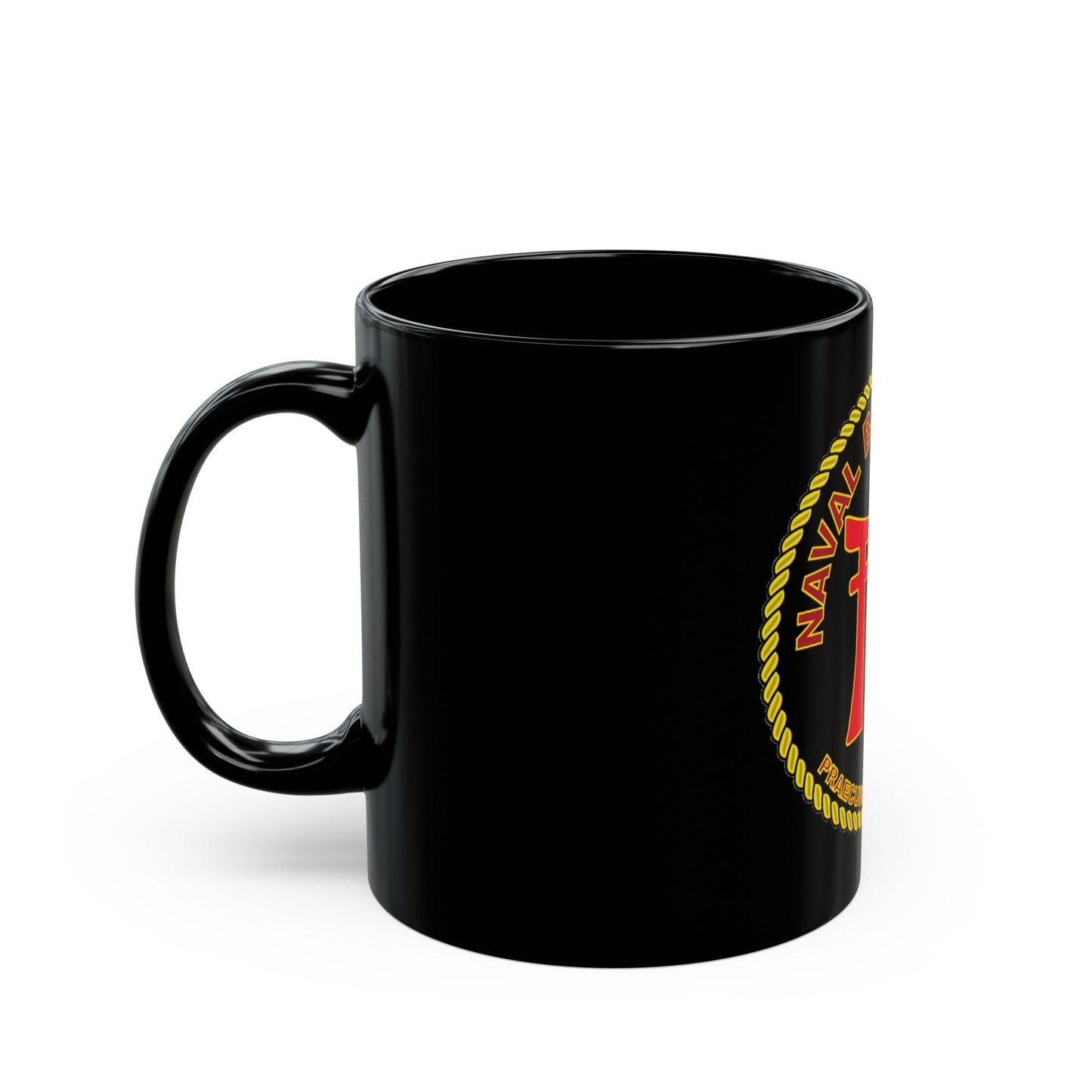 Naval Beach Unit 7 Circle (U.S. Navy) Black Coffee Mug-The Sticker Space