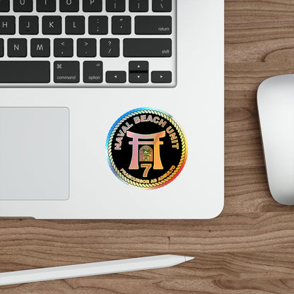 Naval Beach Unit 7 Circle (U.S. Navy) Holographic STICKER Die-Cut Vinyl Decal-The Sticker Space