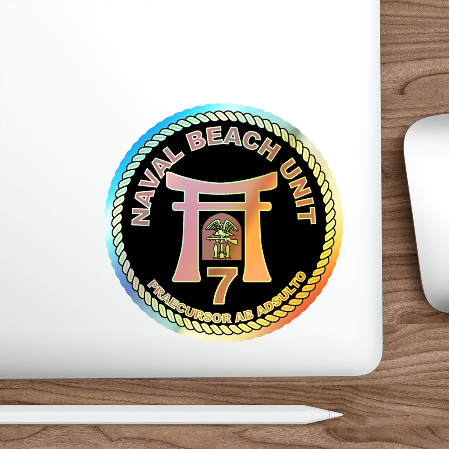 Naval Beach Unit 7 Circle (U.S. Navy) Holographic STICKER Die-Cut Vinyl Decal-The Sticker Space