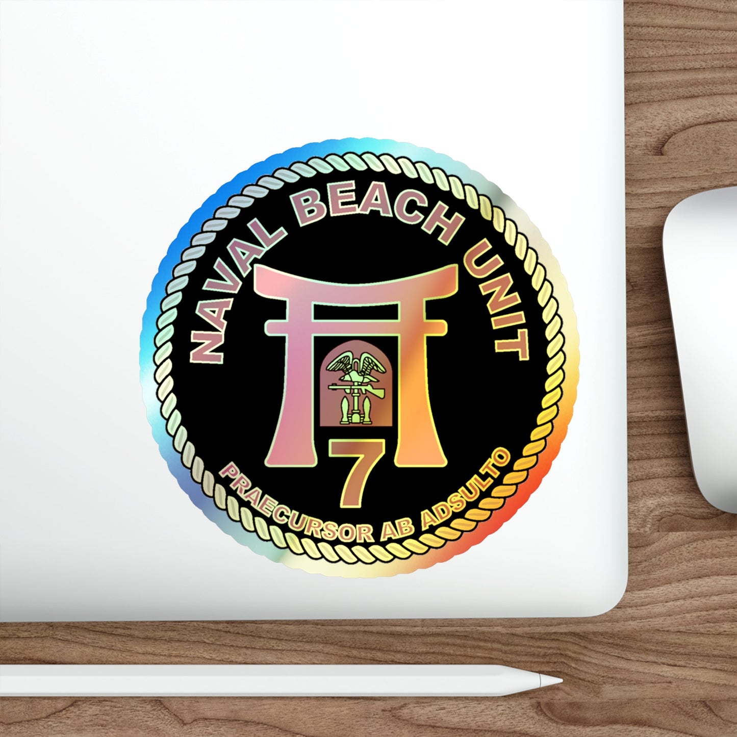 Naval Beach Unit 7 Circle (U.S. Navy) Holographic STICKER Die-Cut Vinyl Decal-The Sticker Space