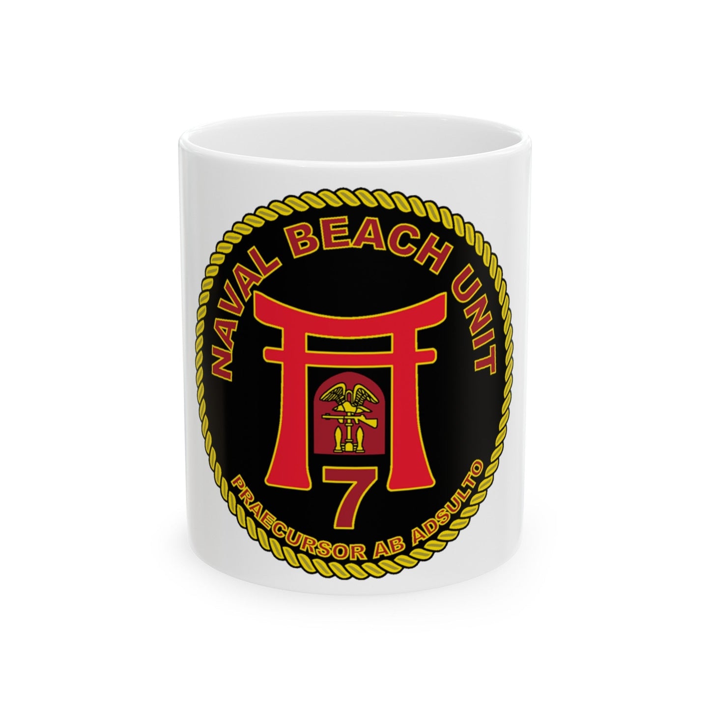 Naval Beach Unit 7 Circle (U.S. Navy) White Coffee Mug-11oz-The Sticker Space