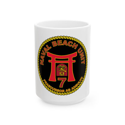 Naval Beach Unit 7 Circle (U.S. Navy) White Coffee Mug-15oz-The Sticker Space