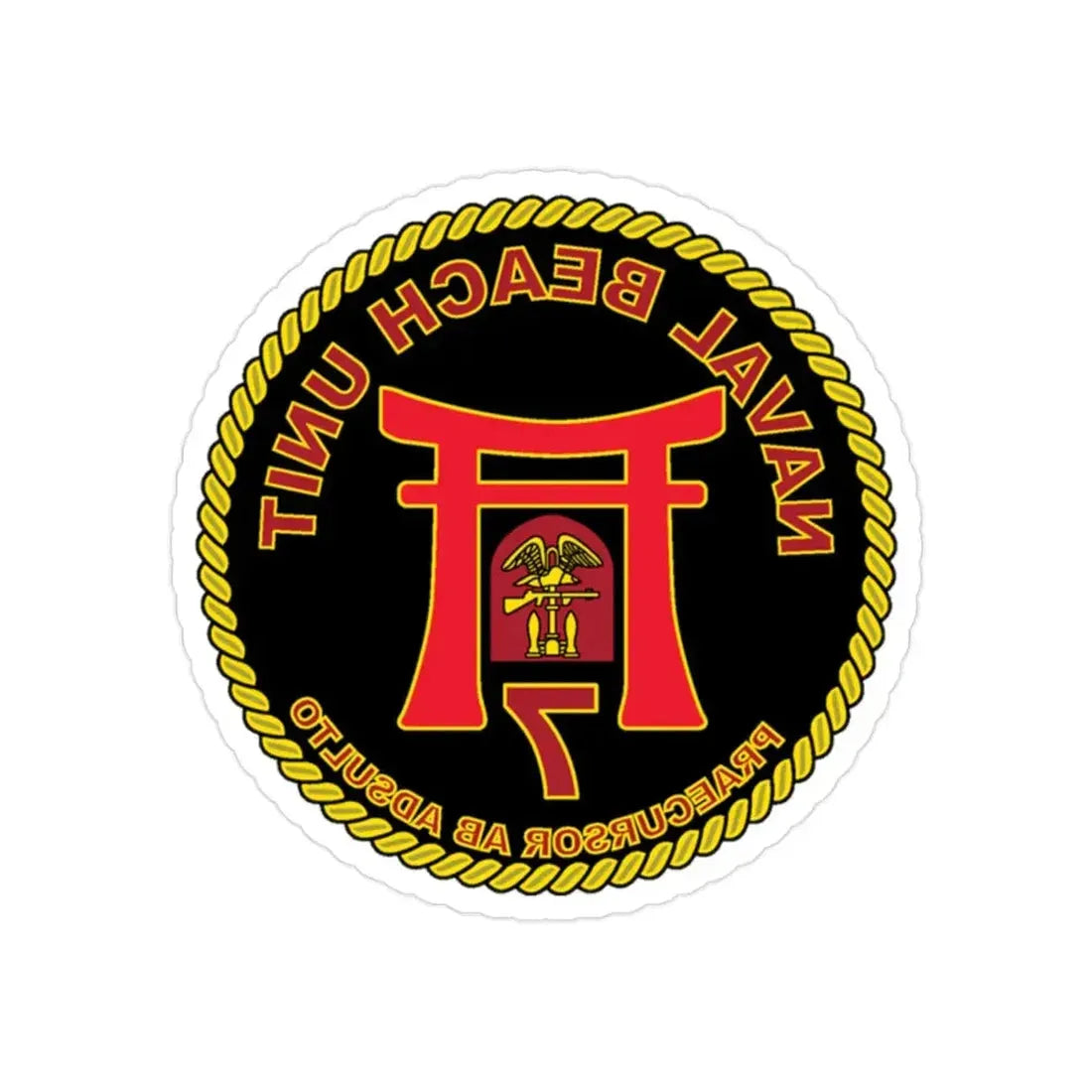 Naval Beach Unit 7 Circle (U.S. Navy) REVERSE PRINT Transparent Die-Cut STICKER 2 Inch Die-Cut Transparent - The Sticker Space