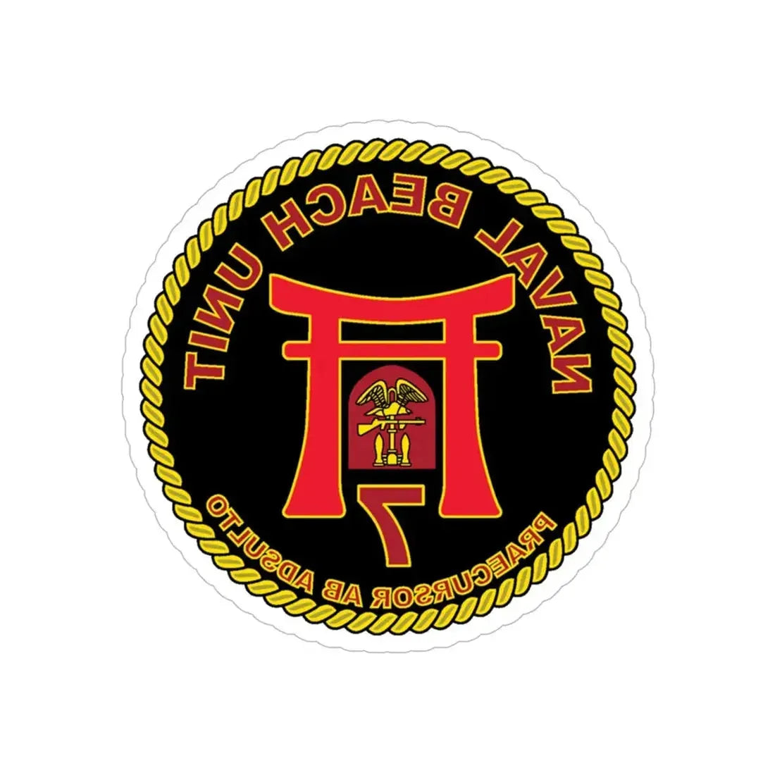 Naval Beach Unit 7 Circle (U.S. Navy) REVERSE PRINT Transparent Die-Cut STICKER 6 Inch Die-Cut Transparent - The Sticker Space