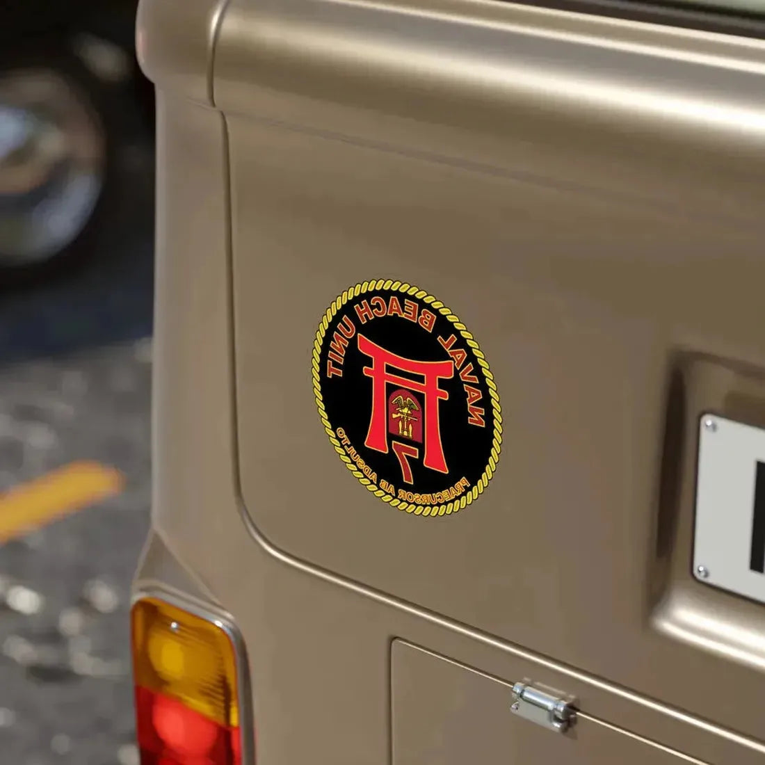 Naval Beach Unit 7 Circle (U.S. Navy) REVERSE PRINT Transparent Die-Cut STICKER - The Sticker Space