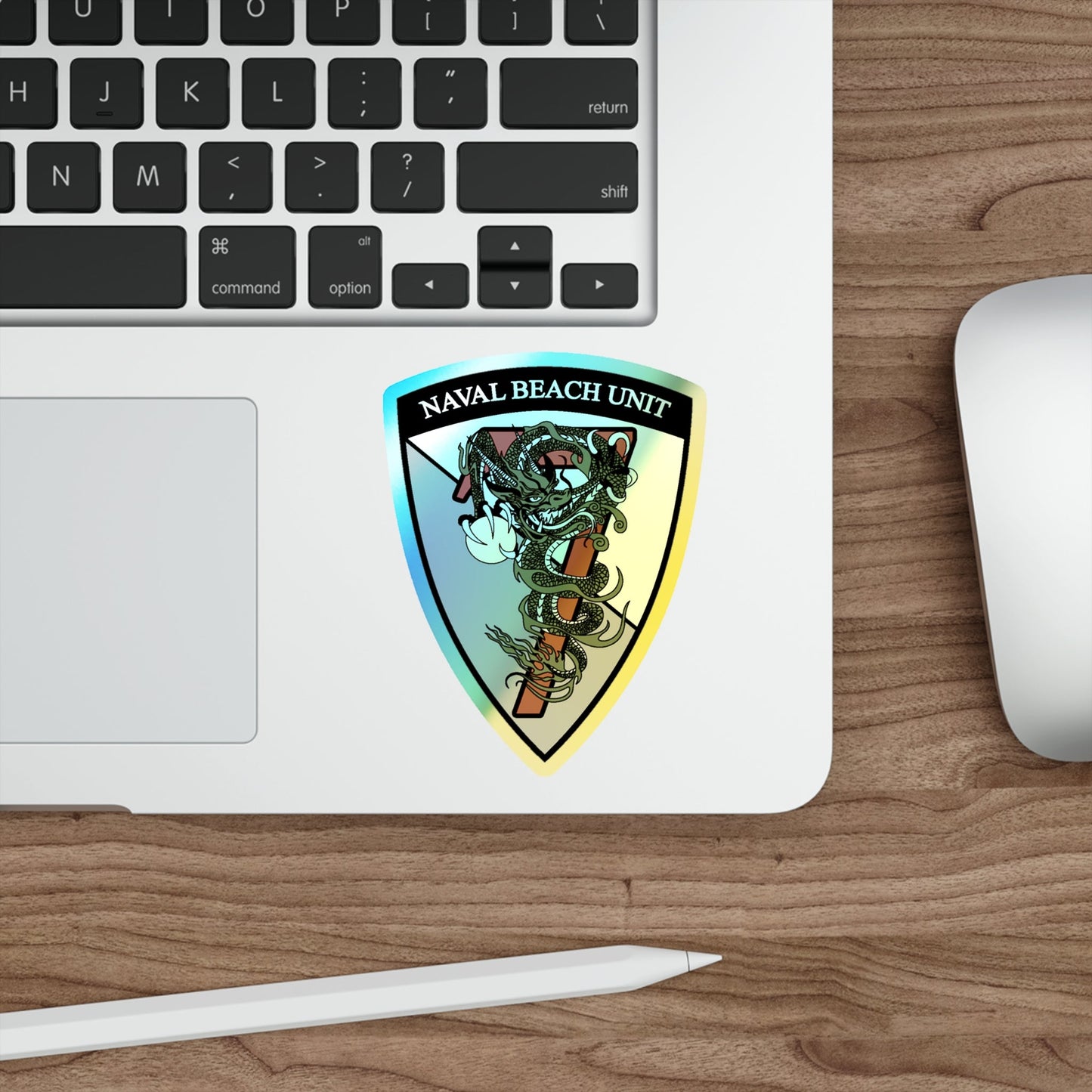 Naval Beach Unit 7 v2 Shield (U.S. Navy) Holographic STICKER Die-Cut Vinyl Decal-The Sticker Space