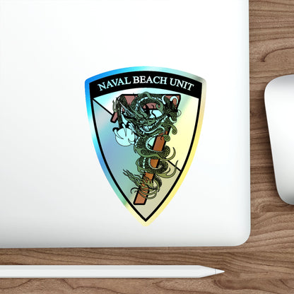 Naval Beach Unit 7 v2 Shield (U.S. Navy) Holographic STICKER Die-Cut Vinyl Decal-The Sticker Space