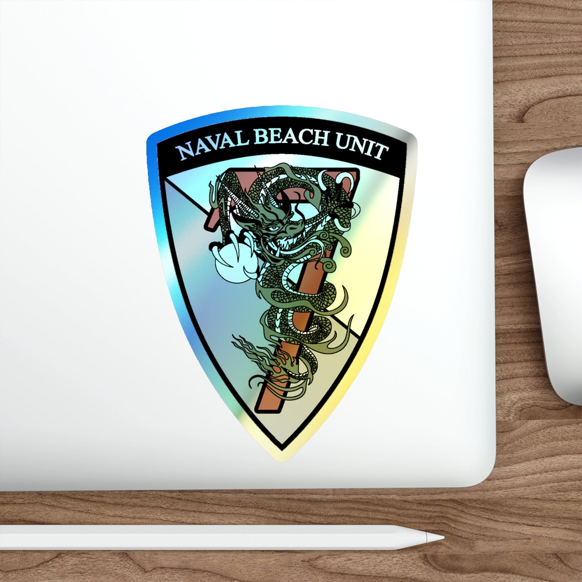 Naval Beach Unit 7 v2 Shield (U.S. Navy) Holographic STICKER Die-Cut Vinyl Decal-The Sticker Space