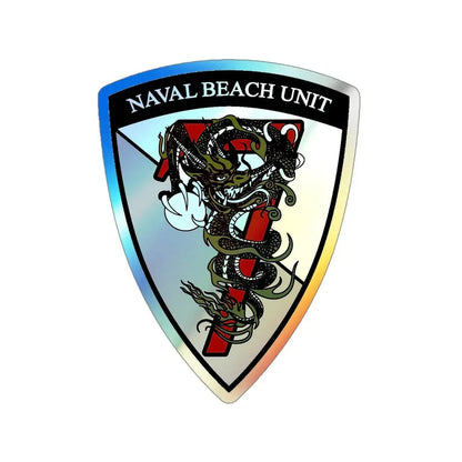 Naval Beach Unit 7 v2 Shield (U.S. Navy) Holographic STICKER Die-Cut Vinyl Decal - The Sticker Space
