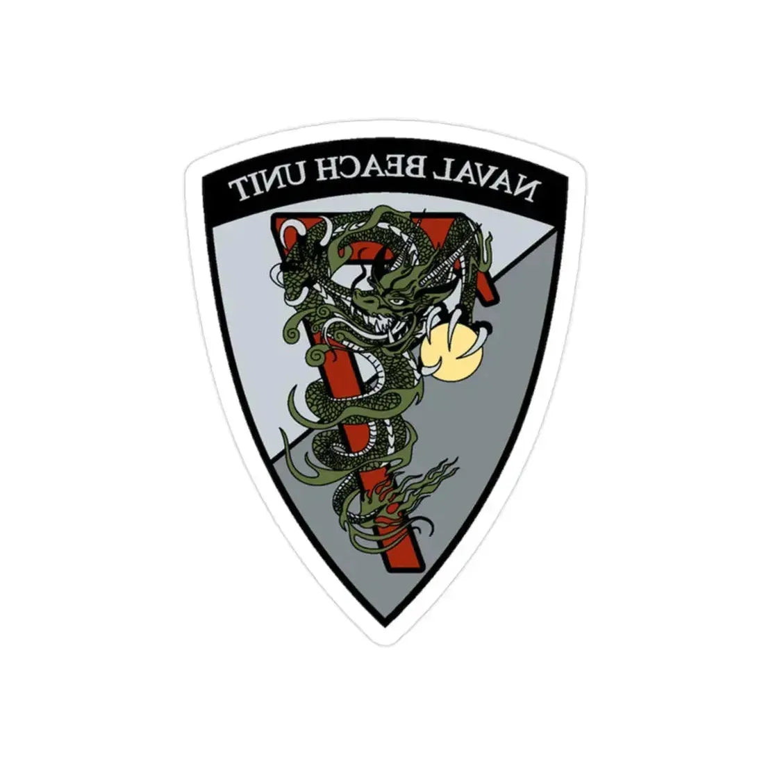 Naval Beach Unit 7 v2 Shield (U.S. Navy) REVERSE PRINT Transparent Die-Cut STICKER 2 Inch Die-Cut Transparent - The Sticker Space