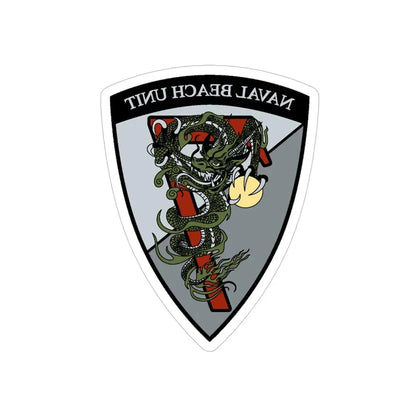 Naval Beach Unit 7 v2 Shield (U.S. Navy) REVERSE PRINT Transparent Die-Cut STICKER - The Sticker Space