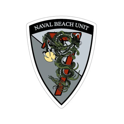 Naval Beach Unit 7 v2 Shield (U.S. Navy) STICKER Vinyl Die-Cut Decal 4 Inch - The Sticker Space