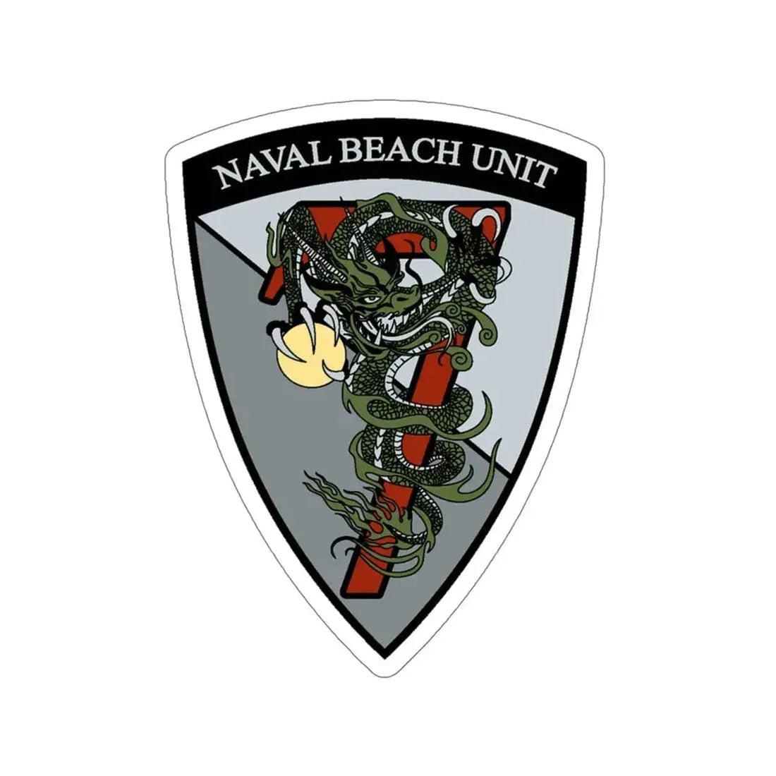 Naval Beach Unit 7 v2 Shield (U.S. Navy) STICKER Vinyl Die-Cut Decal 5 Inch - The Sticker Space