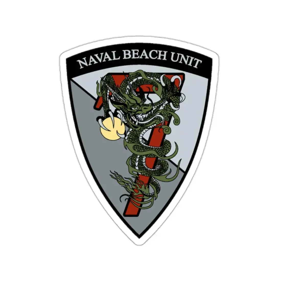 Naval Beach Unit 7 v2 Shield (U.S. Navy) STICKER Vinyl Kiss-Cut Decal 2 Inch White - The Sticker Space