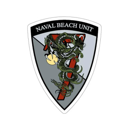 Naval Beach Unit 7 v2 Shield (U.S. Navy) STICKER Vinyl Kiss-Cut Decal 2 Inch White - The Sticker Space